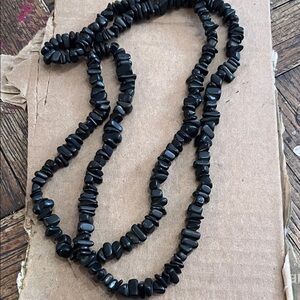 Black  Onyx nuggets long Necklace 34”